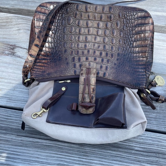 Brahmin Isabelle Pecan Brown Embossed Leather Shoulder Crossbody Purse hand Bag - Picture 13 of 15